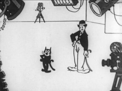 Cartoon featuring Felix the Cat and Charlie Chaplin