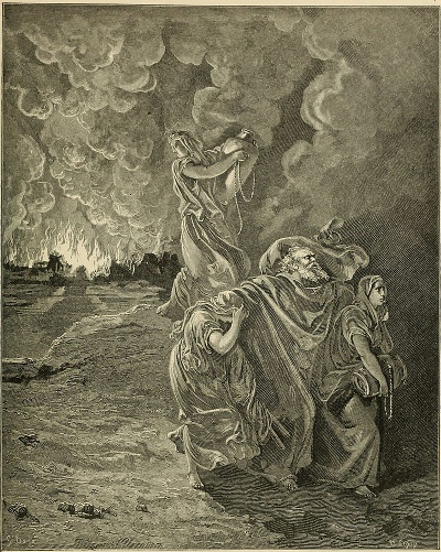 Sodom being destroyed by fire and brimstone, nineteenth century illustration