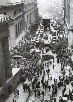 Crowd on Wall Street after the crash