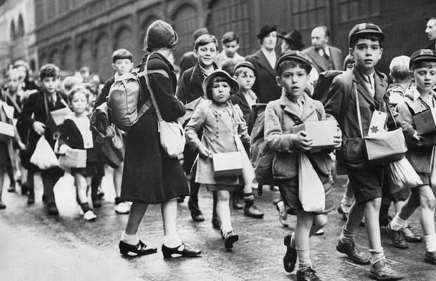 Children being evacuated during WWII